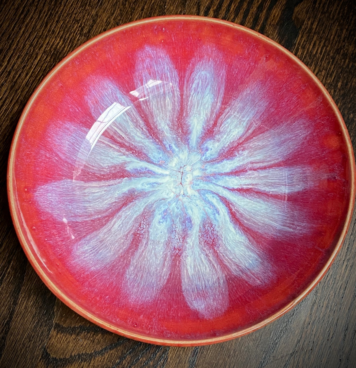 Brightly Glazed Pink Floral Bowl